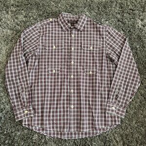 Michael Kors Men’s Plaid Button Down Shirt in Burgundy, Size XL